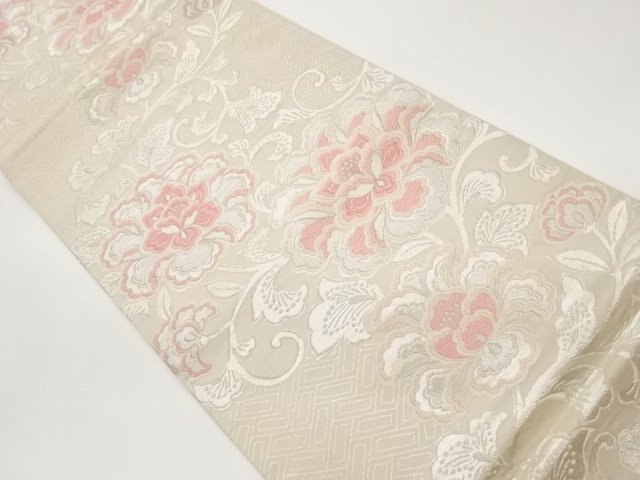 JAPANESE KIMONO / FUKURO OBI / WOVEN ARABESQUE FLOWER 